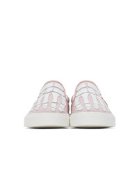 Amiri Pink Checkered Skeleton Slip On Sneakers