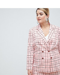 Pink Check Double Breasted Blazer