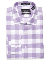 Nordstrom Shop Trim Fit Check Linen Cotton Dress Shirt