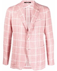 Pink Check Linen Blazer