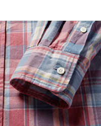 Beams Plus Slim Fit Button Down Collar Checked Cotton Shirt