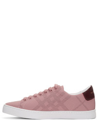 Burberry Pink Perforated Check Albert Sneakers