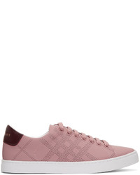 Burberry Pink Perforated Check Albert Sneakers