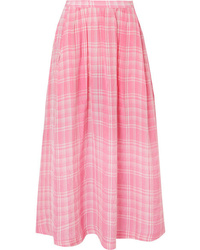Pink Check Midi Skirt