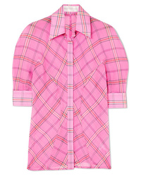 Pink Check Short Sleeve Button Down Shirt