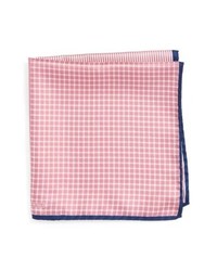 Pink Check Silk Pocket Square