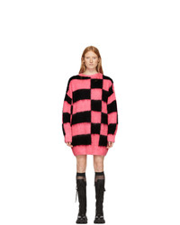 Pink Check Sweater Dress