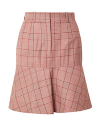 Pink Check Wool Mini Skirt