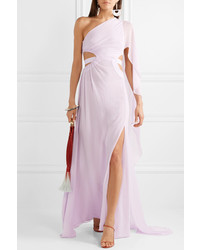 Cult Gaia Cosette One Shoulder Cutout Crinkled Chiffon Gown
