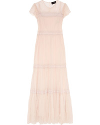 Needle & Thread Lace Paneled Crinkled Chiffon Gown Blush