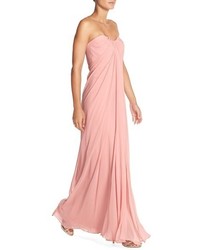 Dessy Collection Sweetheart Neck Strapless Chiffon Gown