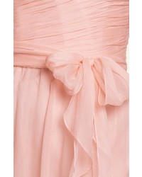 Amsale One Shoulder Crinkle Silk Chiffon Dress