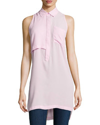 Neiman Marcus High Low Button Front Tunic Light Pink