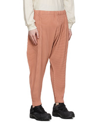 Homme Plissé Issey Miyake Pink Polyester Trousers