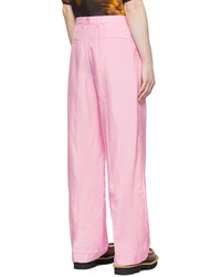 Dries Van Noten Pink Silk Cotton Trousers