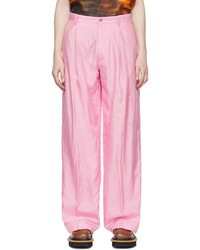 Dries Van Noten Pink Silk Cotton Trousers