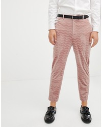 ASOS DESIGN Tapered Smart Trousers In Pink Velvet Cord