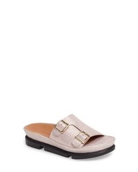 Pink Chunky Leather Flat Sandals