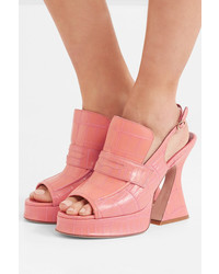 Sies Marjan Ellie Croc Effect Leather Platform Slingback Sandals
