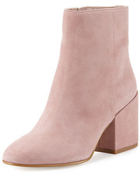 Pink Chunky Suede Ankle Boots