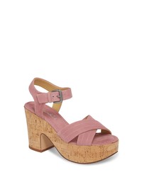 Pink Chunky Suede Heeled Sandals