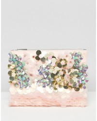 Asos Mermaid Embellisht Zip Top Clutch Bag