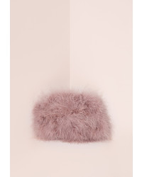 Missguided Feather Clutch Bag Mauve