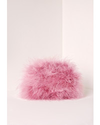 Missguided Feather Clutch Bag Pink