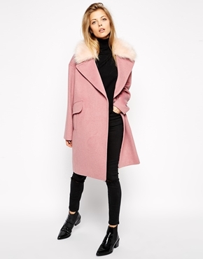 Asos Collection Coat In Cocoon Fit With Faux Fur Collar, $163 | Asos ...