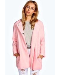 Boohoo Zena Pink Collarless Boucle Coat