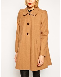 Asos Collection Swing Coat With Contrast Faux Fur Collar