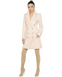 Balmain Double Breasted Wool Cashmere Coat