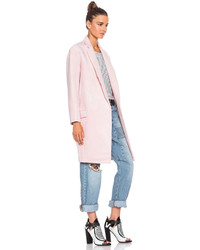 Nicholas Felted Wool Full Length Coat In Pink Orchid
