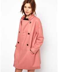 French Connection Glorious Wool Oversized Coat In Dusky Pink