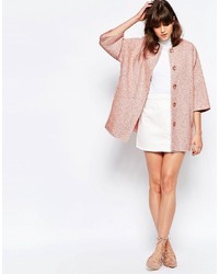 Helene Berman Kimono Coat In Pink Tweed