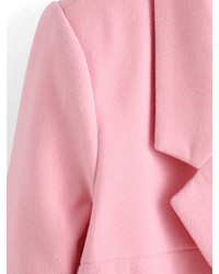 Lapel Buttons Long Pink Coat