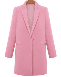Lapel Loose Woolen Pink Coat