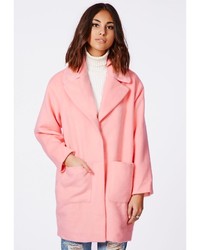 Missguided Lena Oversized Cocoon Coat Pink