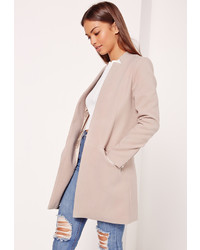 Missguided Tailored Inverted Collar Coat Nude