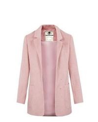 New Look Pink Double Pocket Mohair Textured Longline Coat