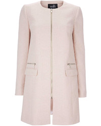 Wallis Pink Collarless Jacquard Coat