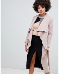 Missguided Waterfall Coat In Camel