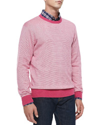 Neiman Marcus Cottoncashmere Striped Sweater Pinkwhite