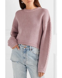 alexanderwang.t Cropped Ribbed Cotton Blend Sweater