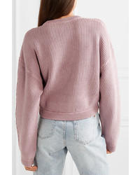 alexanderwang.t Cropped Ribbed Cotton Blend Sweater