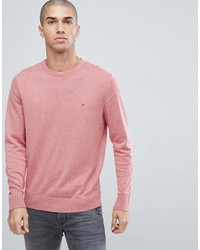 Tommy Hilfiger Flag Logo Knit Sweater Plaited Cotton Silk In Pink