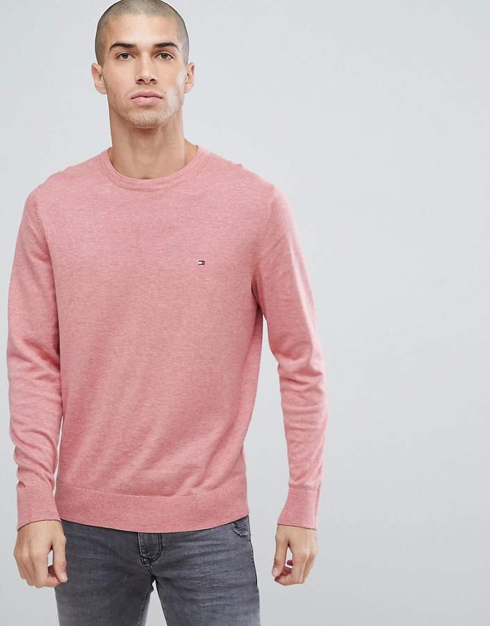 Cotton | Plaited Flag Logo Knit Sweater Tommy Silk In Asos Lookastic Hilfiger | $71 Pink,