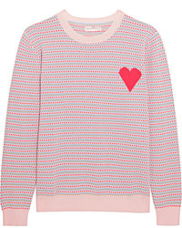 Chinti and Parker Jacquard Heart Cashmere Sweater Pink
