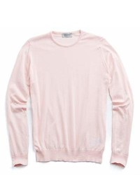 John Smedley Sweaters John Smedley Hatfield Cotton Crewneck Sweater In Pink