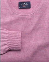 Charles Tyrwhitt Light Pink Merino Wool Crew Neck Sweater Size Large By